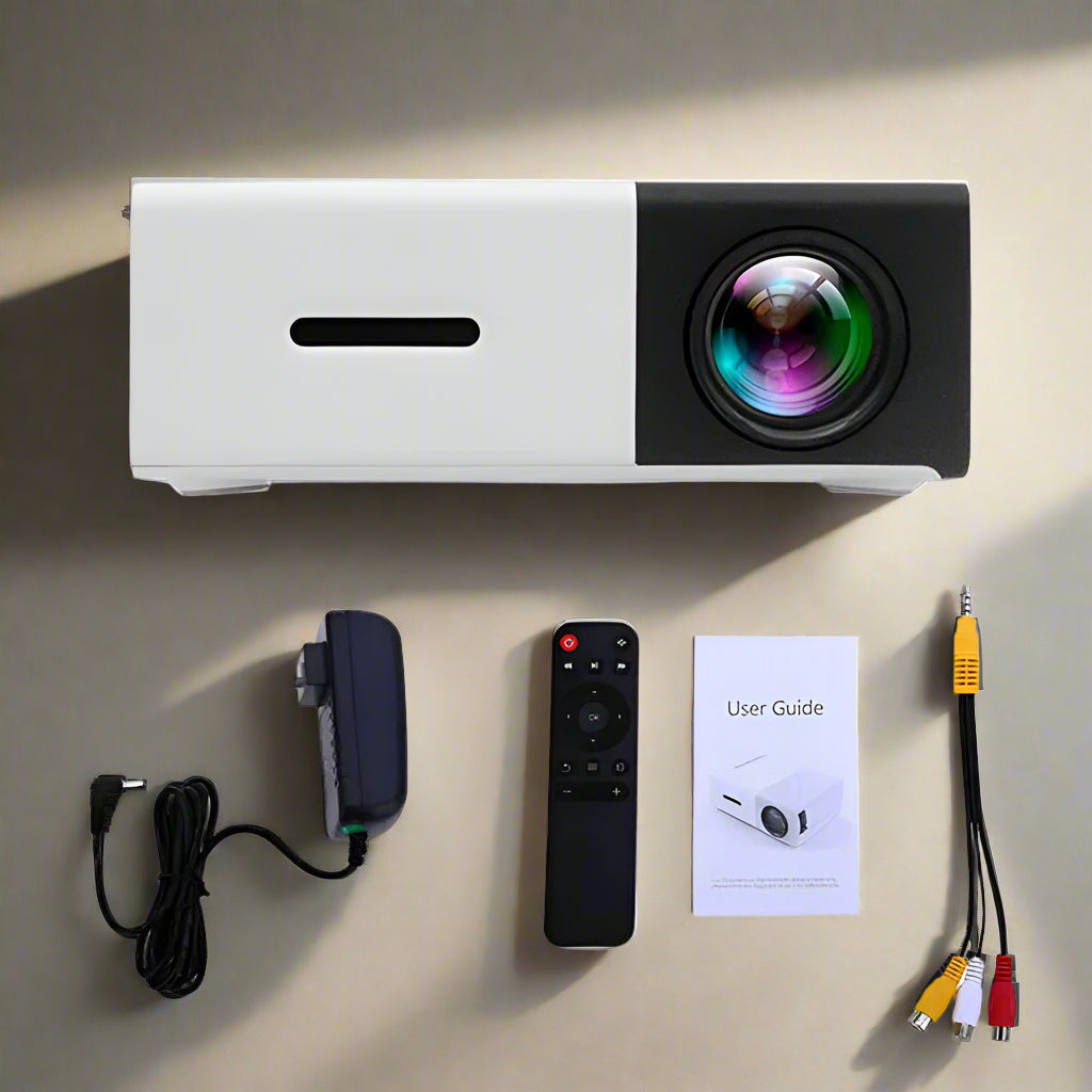 Mini Projector – 1080P Full HD Support, Portable LED Projector, 4K Video Playback, Multiple Connectivity Options